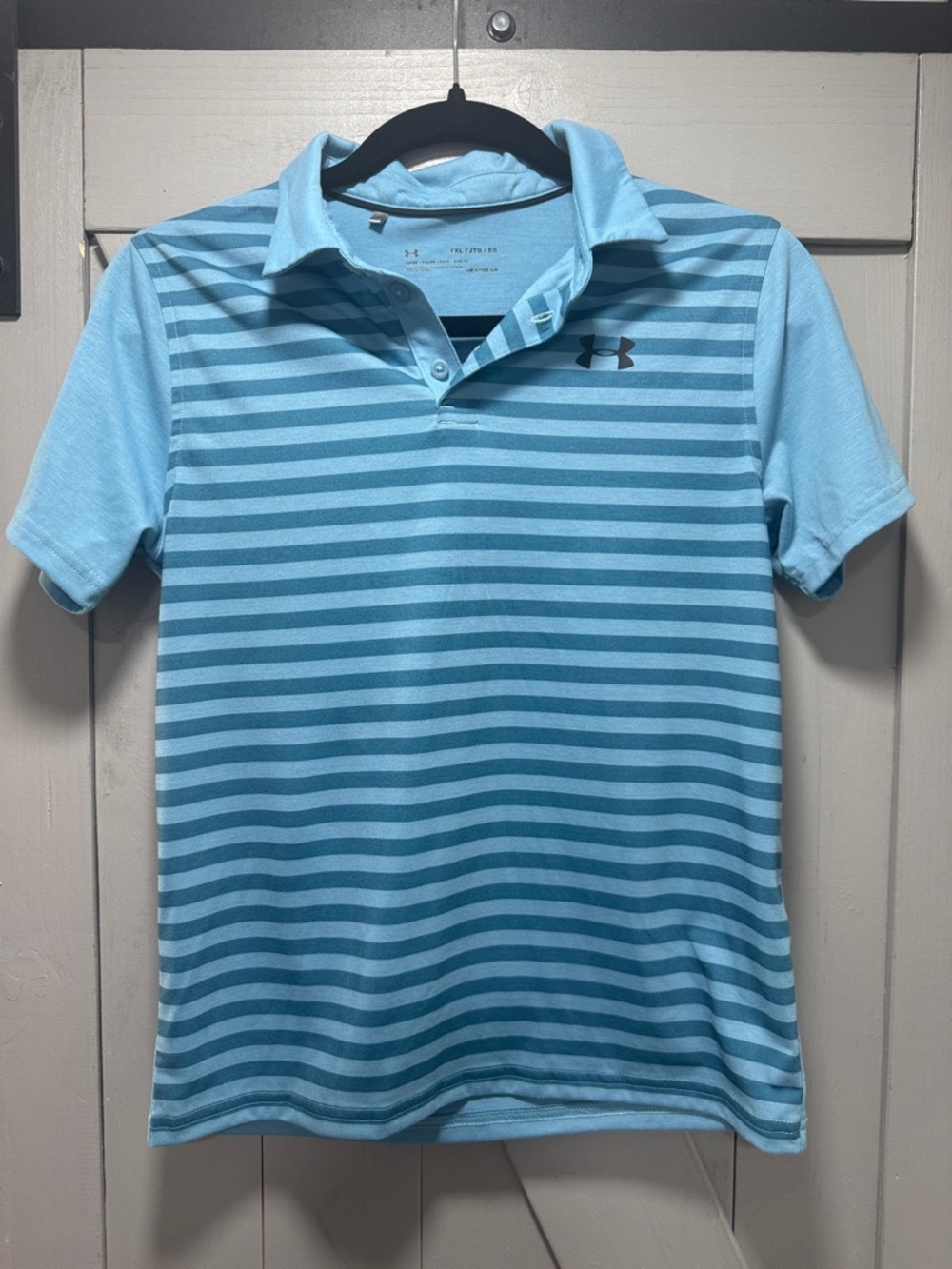 Under Armour Youth Light Blue Striped Golf Polo Shirt